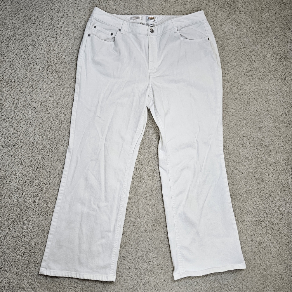 Talbots White Jeans Boot Cut Flare Classic Fit 16 Petite Stretch Casual